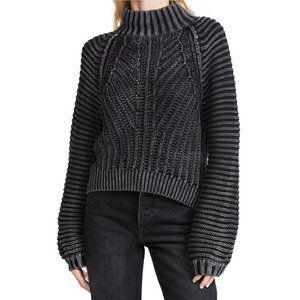 Free People | Sweetheart Mock Neck Sweater in Black Sz. S